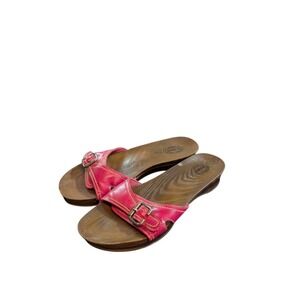 Dr. Scholl's Slides Sandals Flats Womens Size 9 Hot Pink Buckle Slip On Comfort
